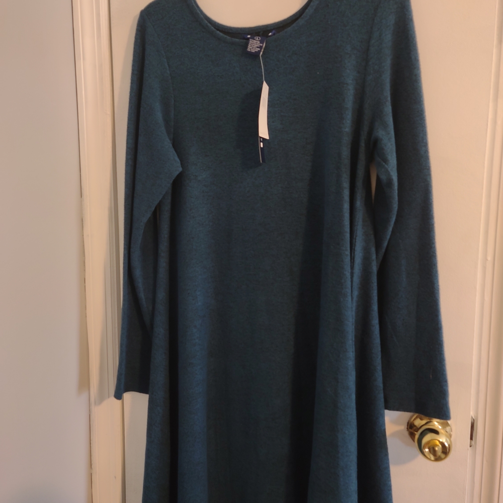 Architect Teal Long-Sleeve Midi Dress